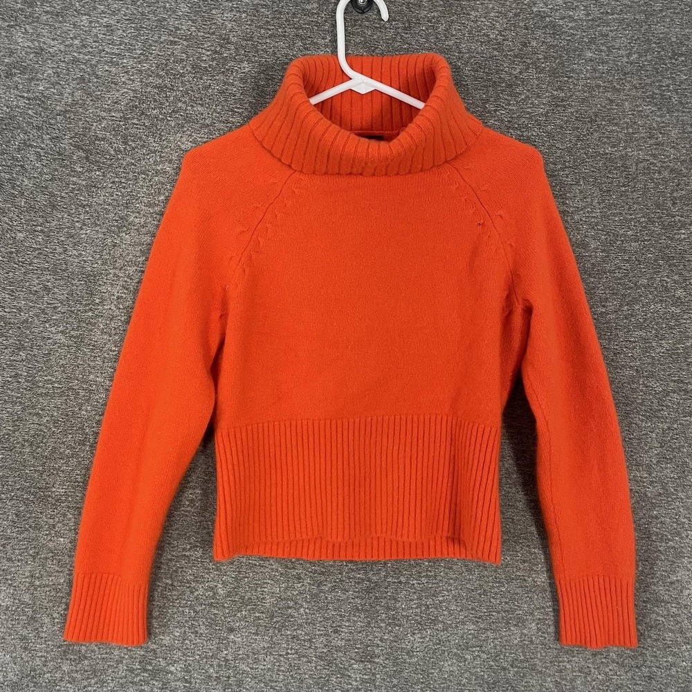 Banana Republic Sweater Womens Medium Orange 100% Cashmere Turtleneck Pullover